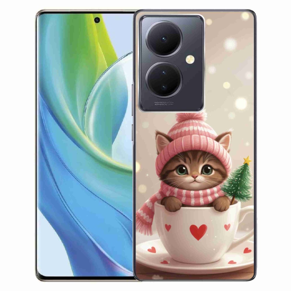 mmCase géltok a Vivo V29 Lite 5G-hez – karácsonyi cica csészében