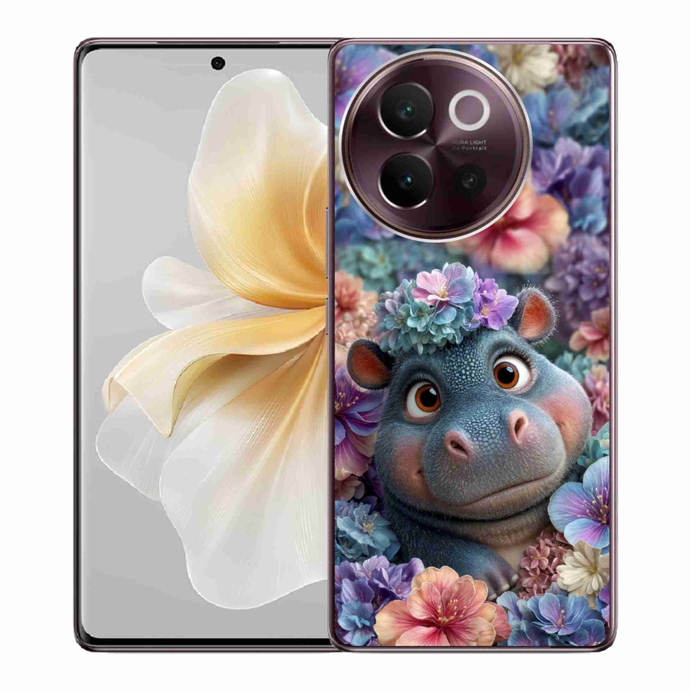 mmCase géltok a Vivo V40 Lite 5G-hez – virágok között úszó kis víziló