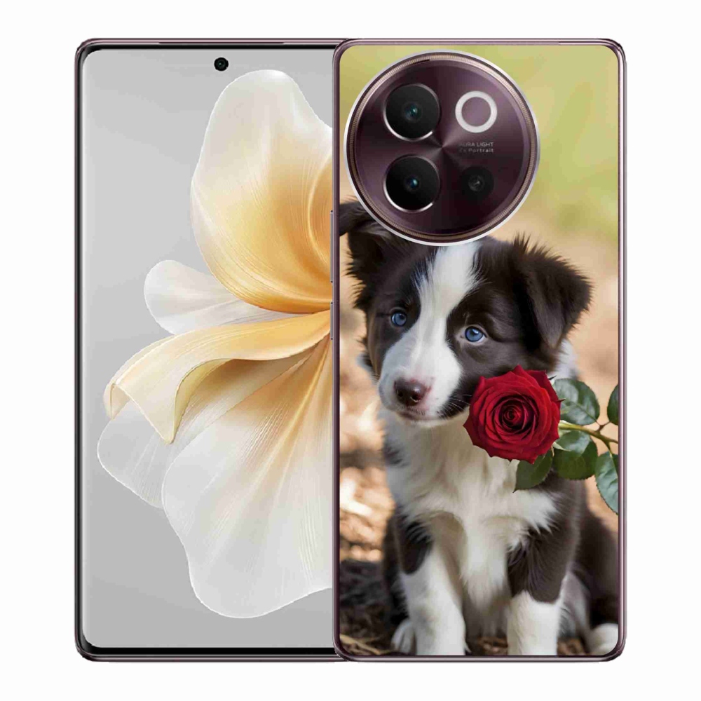 mmCase gél tok a Vivo V40 Lite 5G-hez – aranyos border collie rózsával