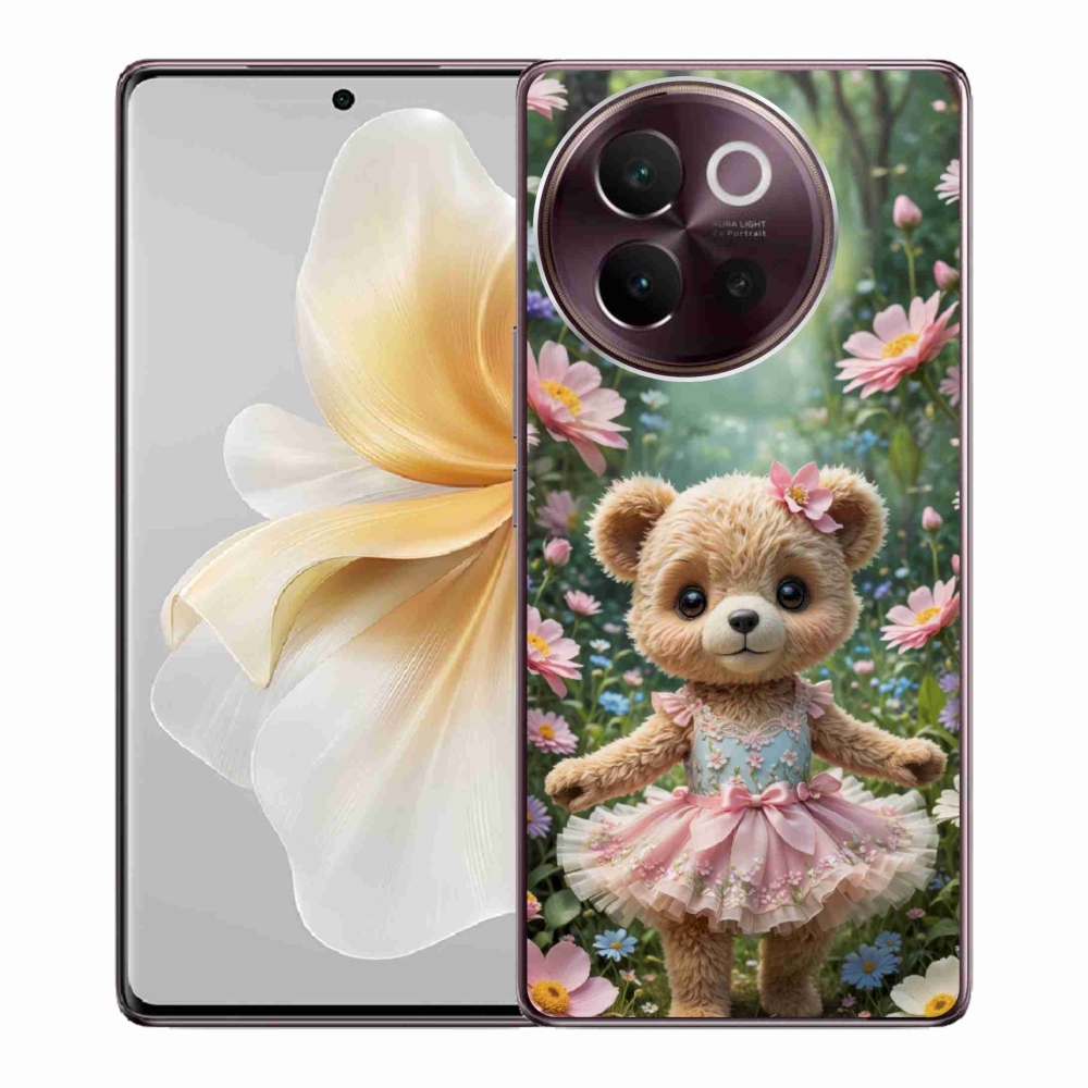 mmCase géltok a Vivo V40 Lite 5G-hez – aranyos mackó virágok között