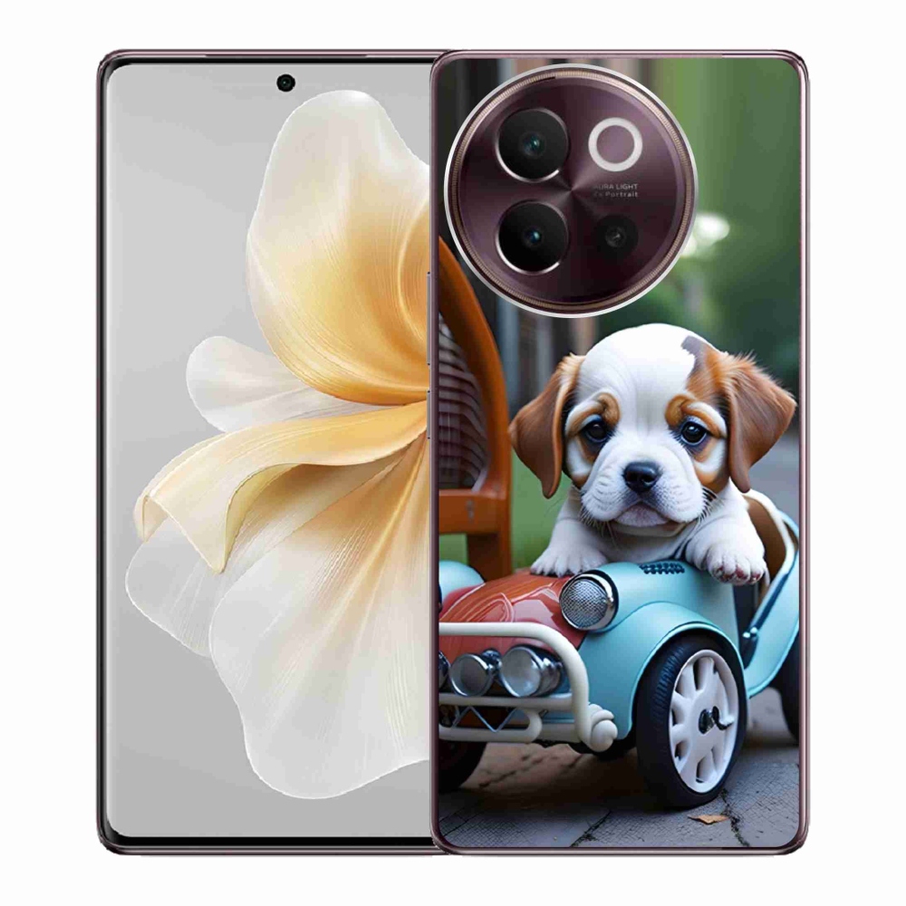 mmCase géltok a Vivo V40 Lite 5G-hez – kiskutya egy retro autóban