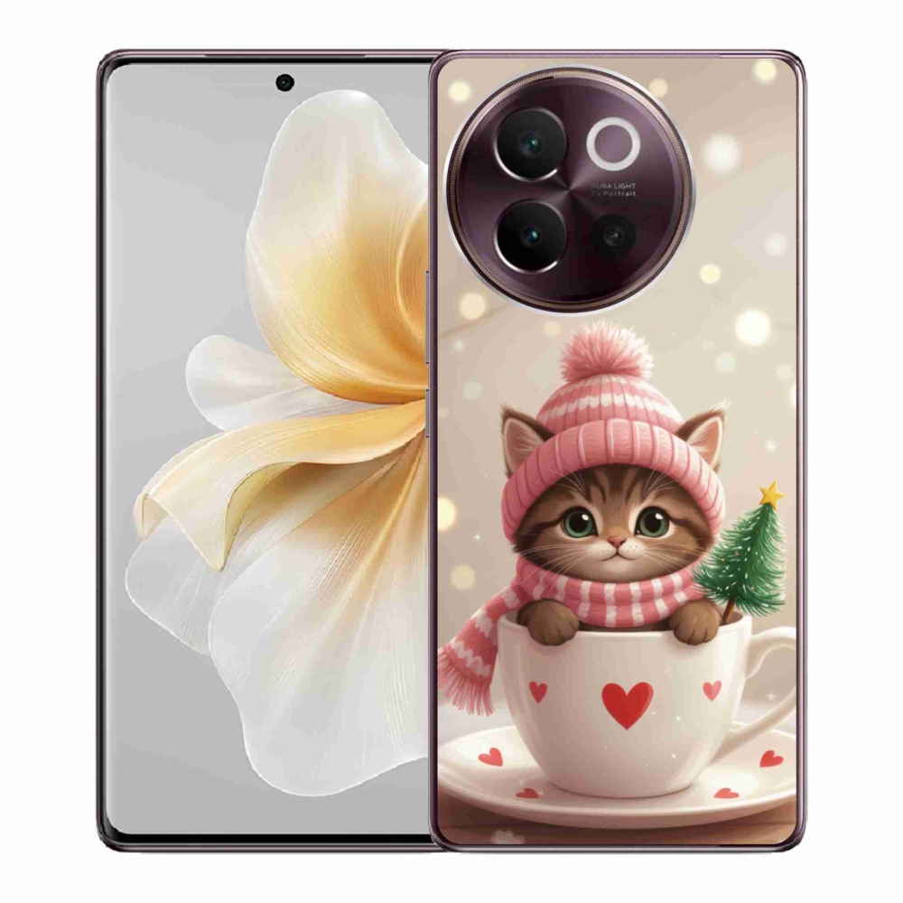 mmCase gél tok a Vivo V40 Lite 5G-hez – karácsonyi cica csészében