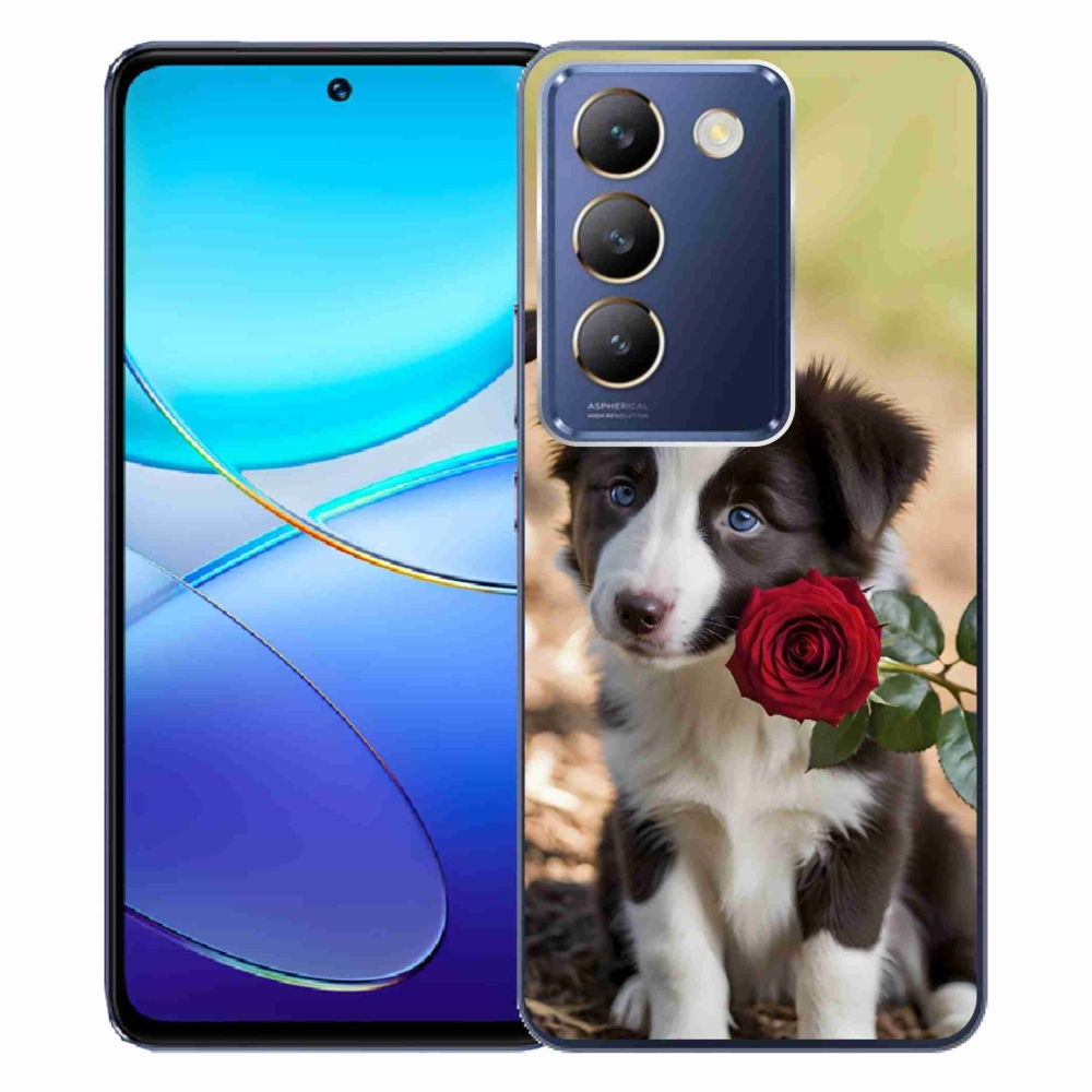 mmCase gél tok a Vivo V40 SE/5G-hez – aranyos border collie rózsával