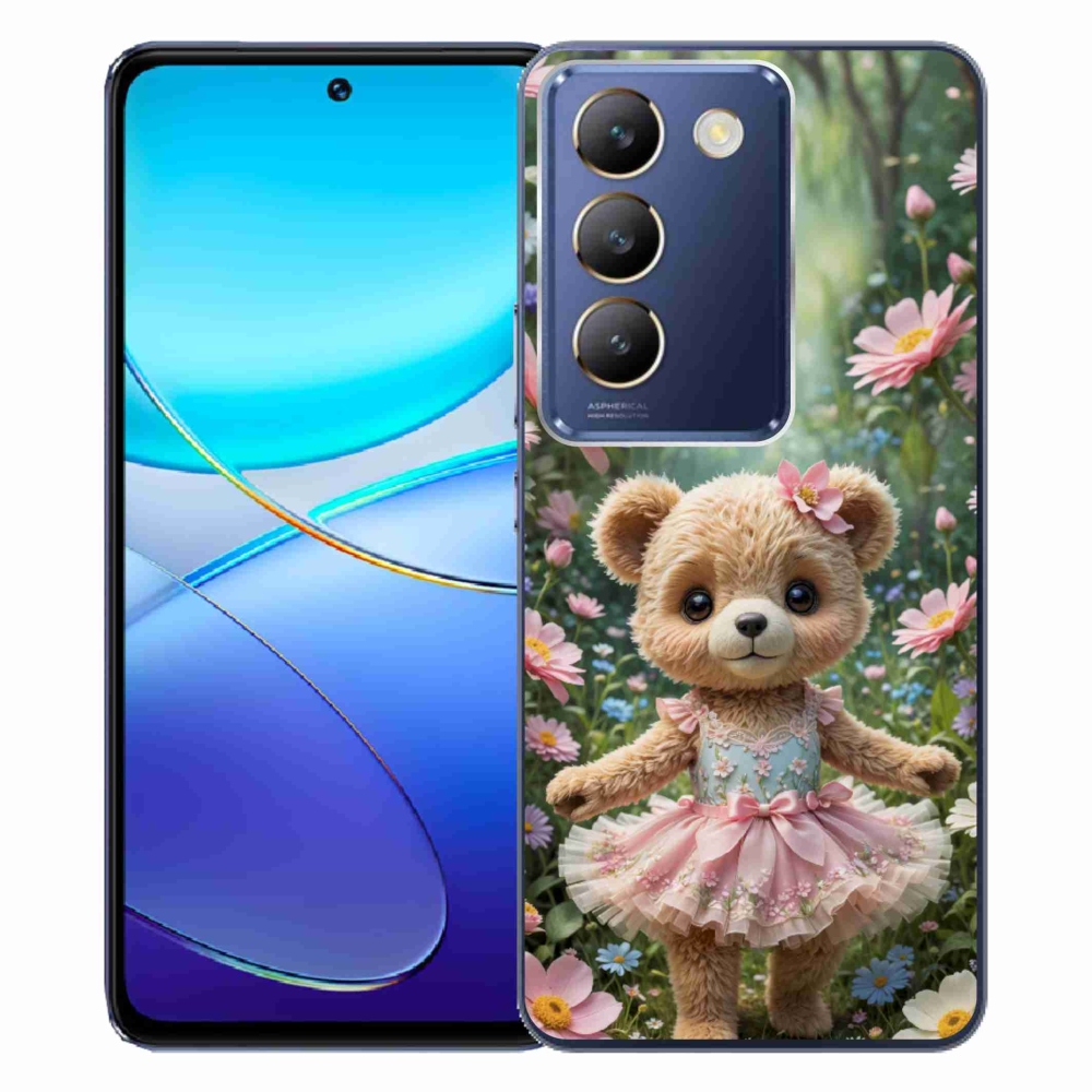 mmCase gél tok a Vivo V40 SE/5G-hez – aranyos mackó virágok között