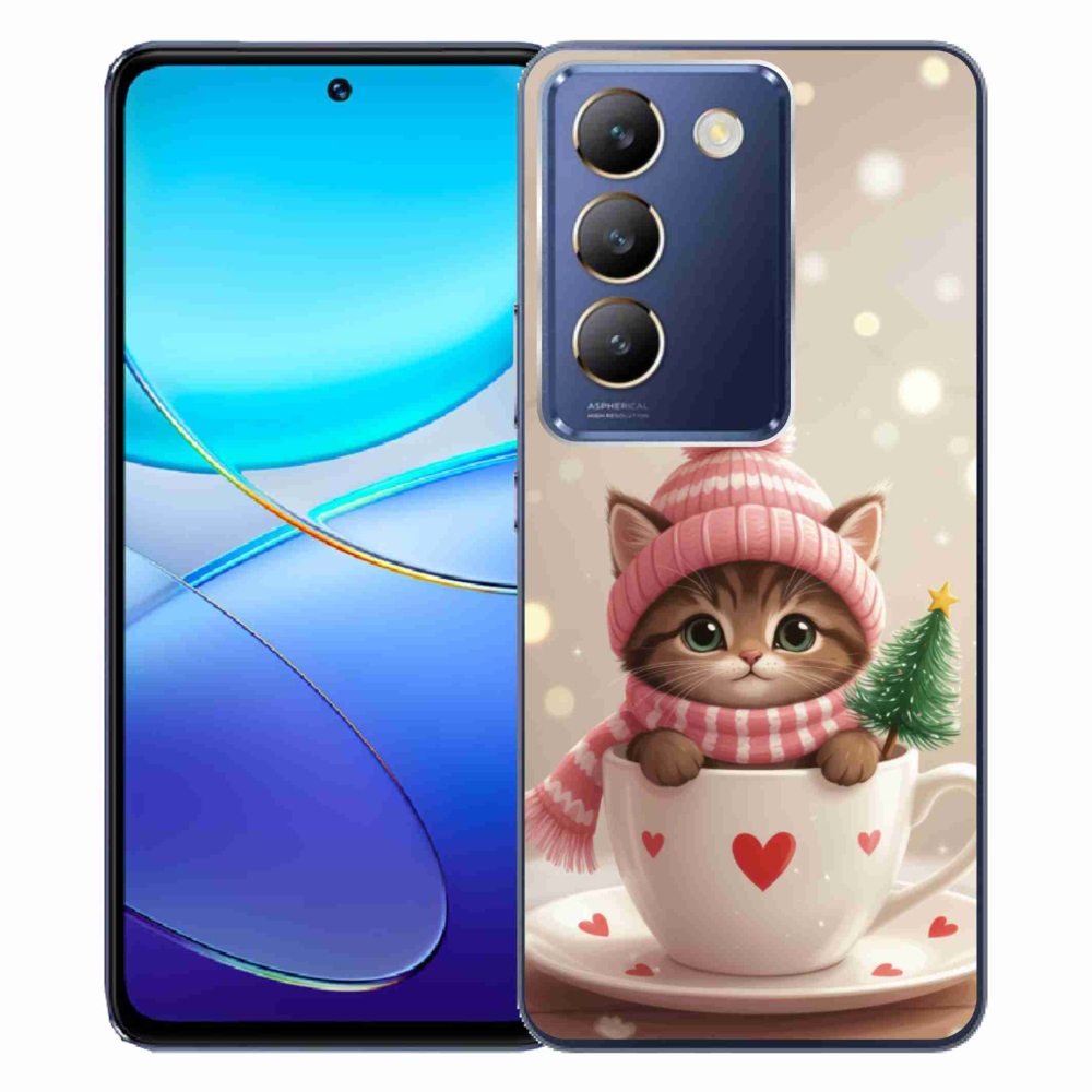 mmCase gél tok a Vivo V40 SE/5G-hez – karácsonyi cica csészében