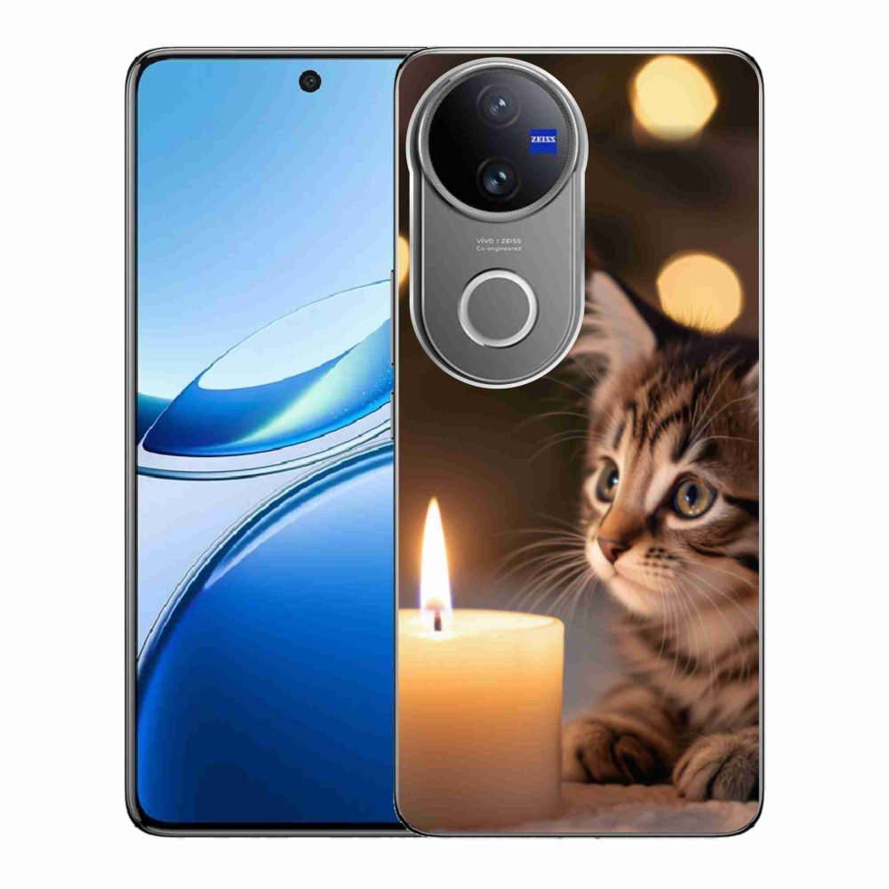 mmCase gél tok a Vivo V50 5G-hez – cica és gyertya
