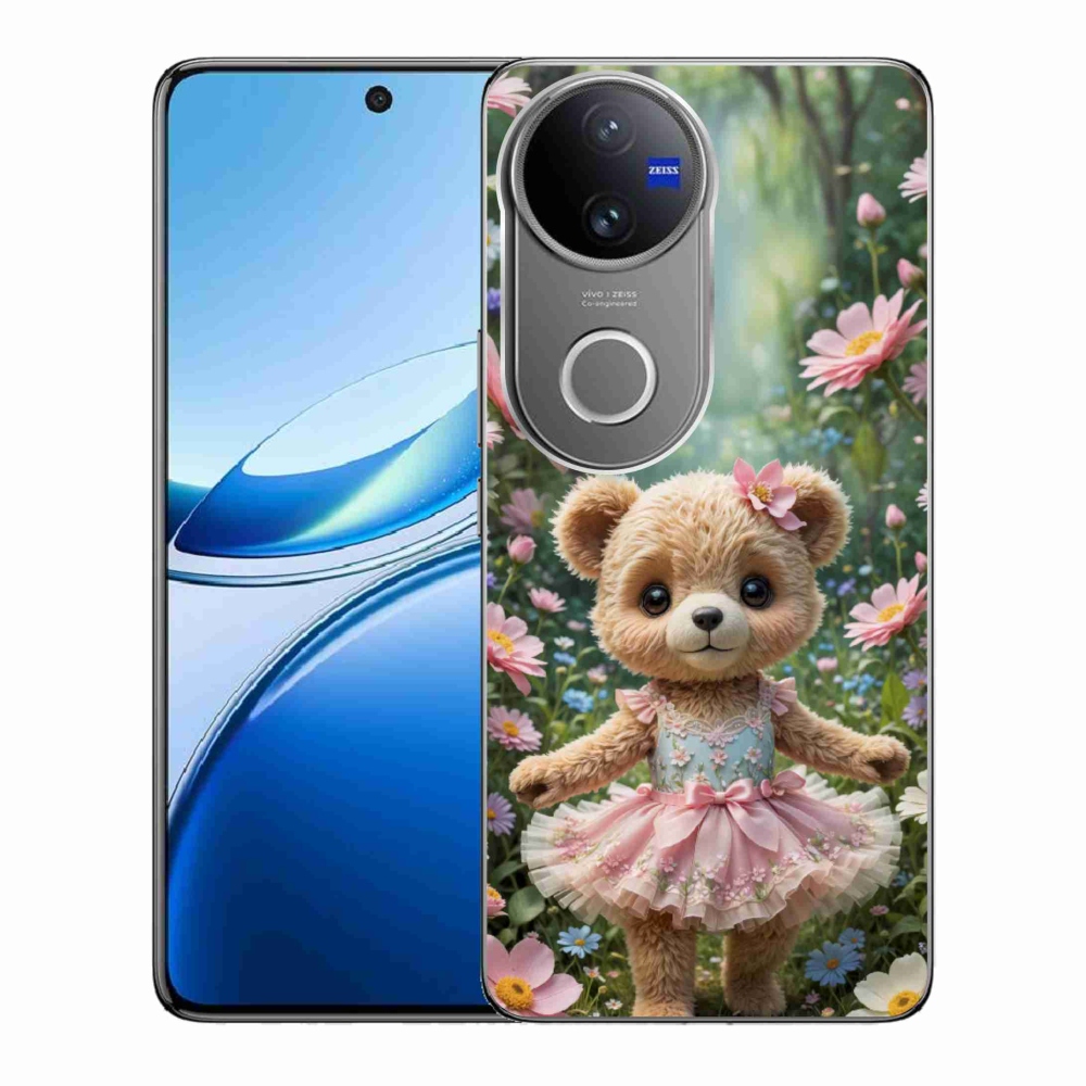 mmCase géltok a Vivo V50 5G-hez – aranyos mackó virágok között