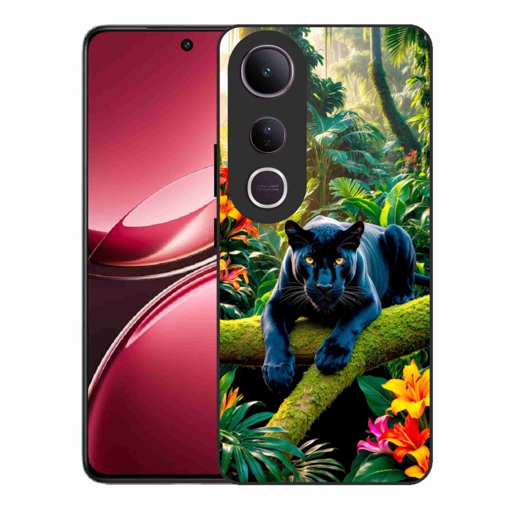 Gél borítás mmCase a Vivo V50 Lite 4G/5G-hez - fekete párduc a dzsungelben