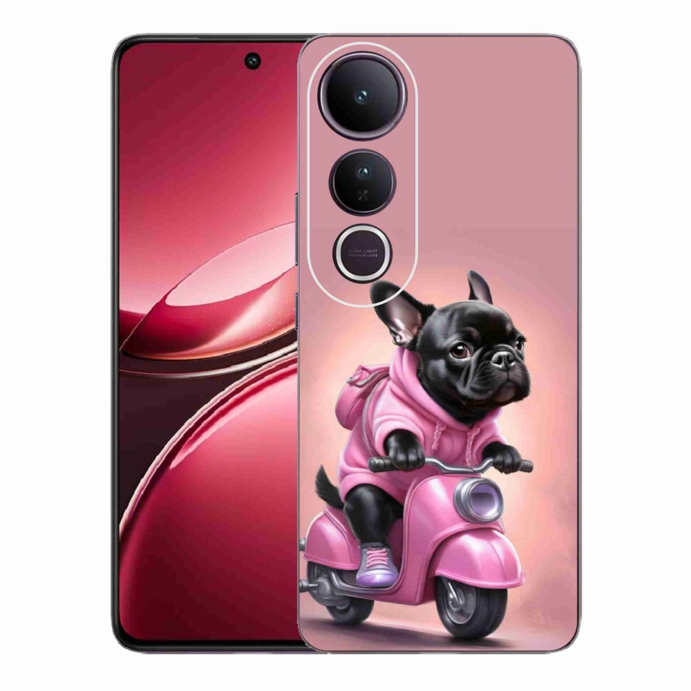 Gél borítás mmCase a Vivo V50 Lite 4G/5G-hez - Francia bulldog a robogón