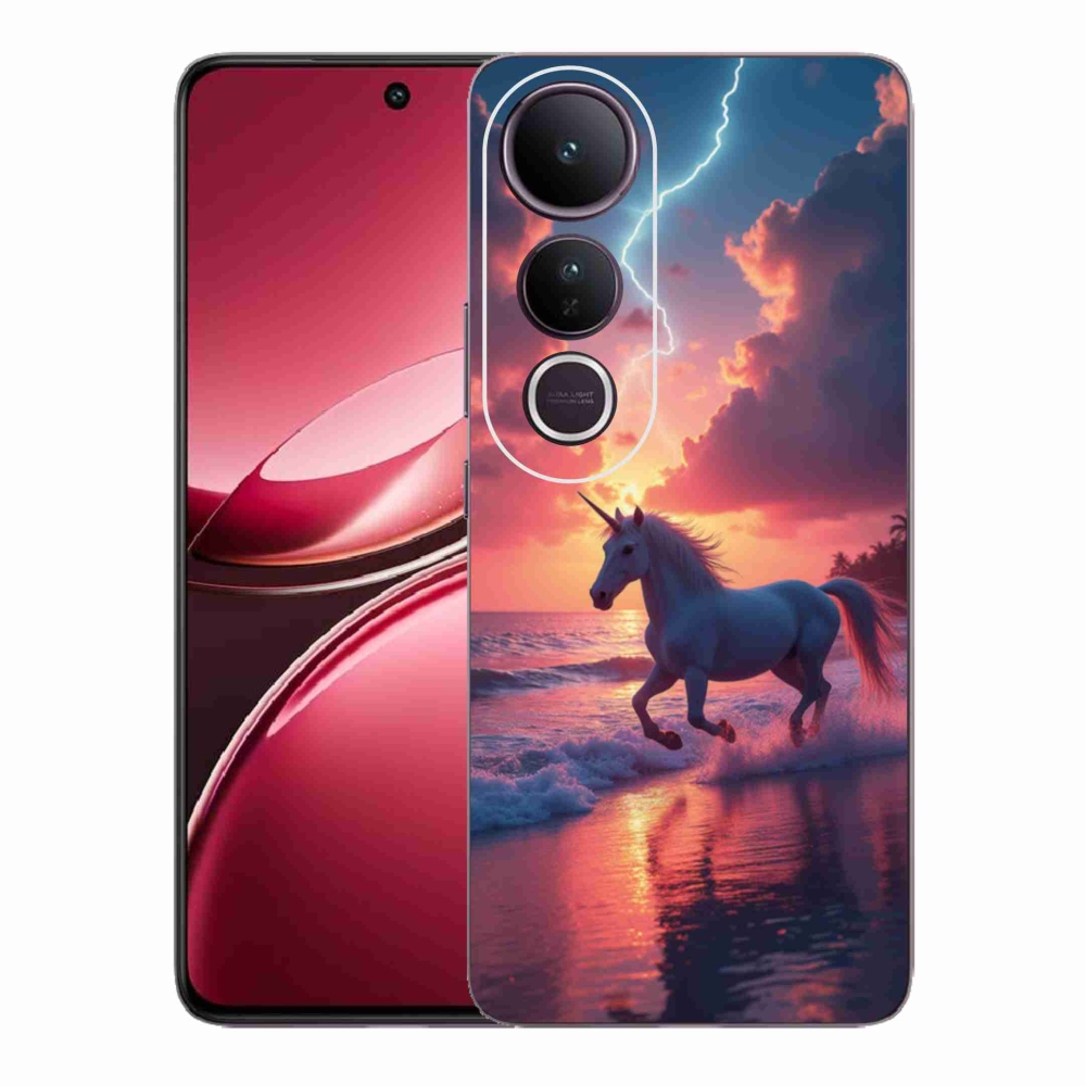 Gél borítás mmCase a Vivo V50 Lite 4G/5G-hez - egyszarvú a tengerparton