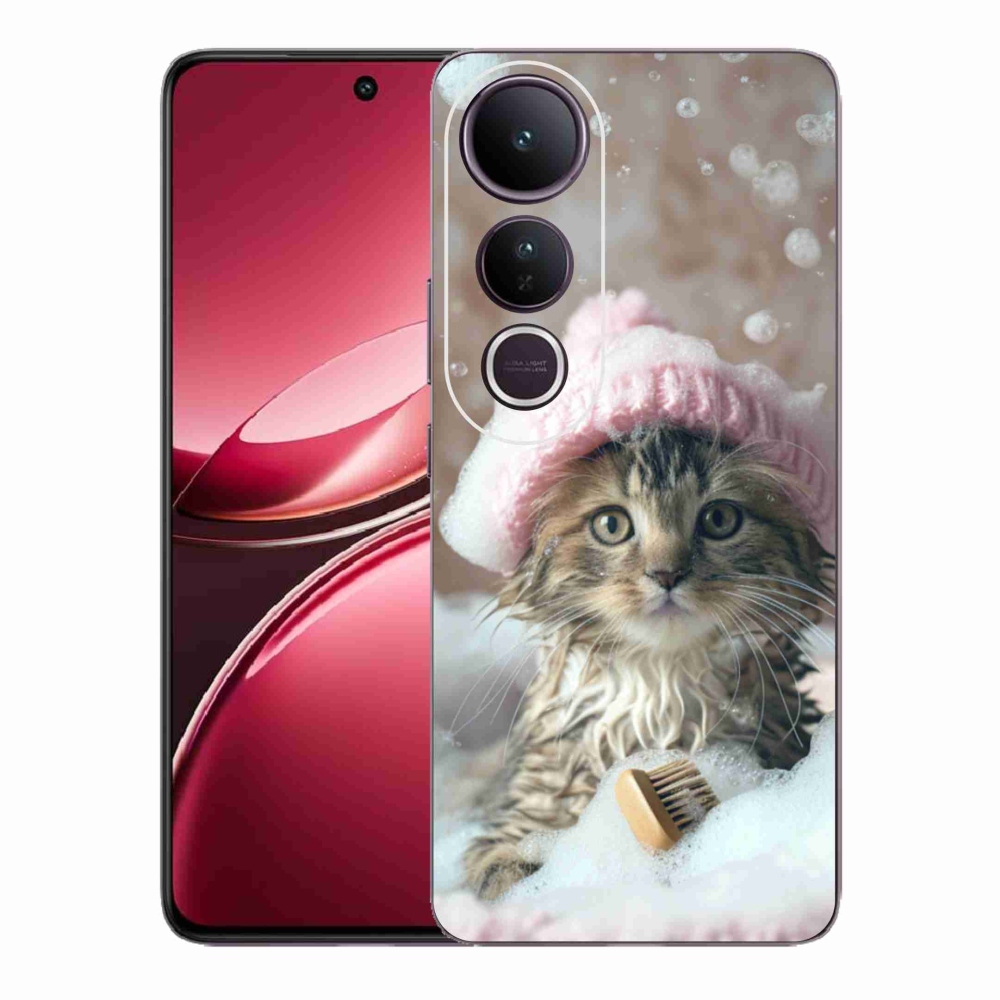 Gélburkolat mmCase a Vivo V50 Lite 4G/5G készülékhez - cica és fürdés