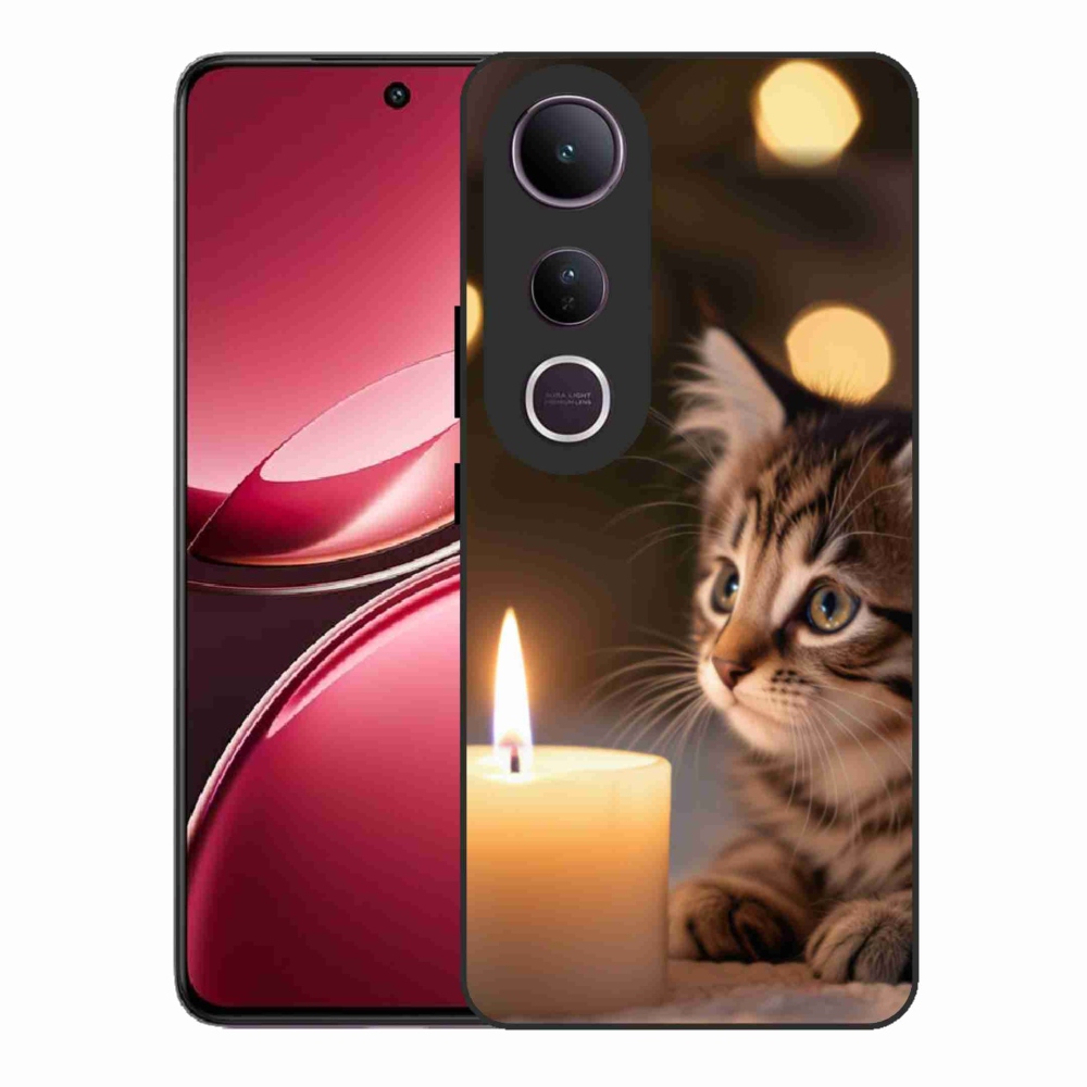 Gél borító mmCase a Vivo V50 Lite 4G/5G készülékhez - cica és gyertya