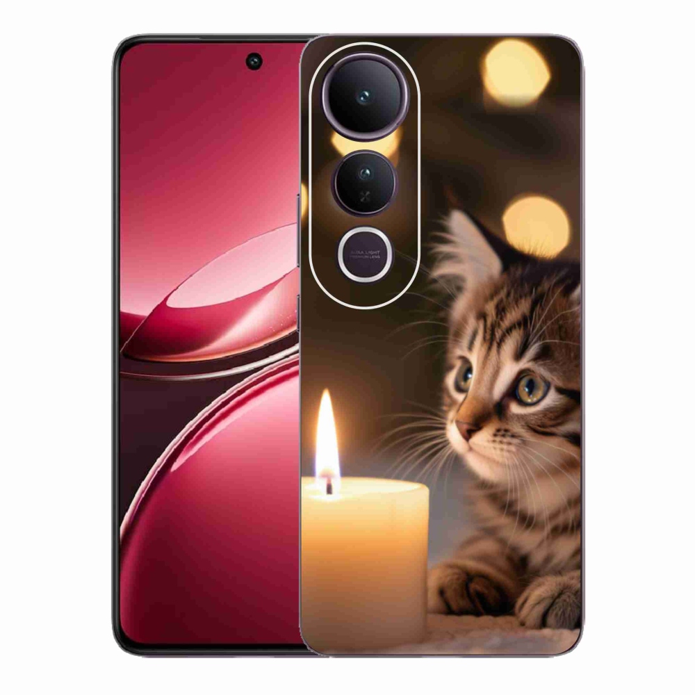Gél borító mmCase a Vivo V50 Lite 4G/5G készülékhez - cica és gyertya
