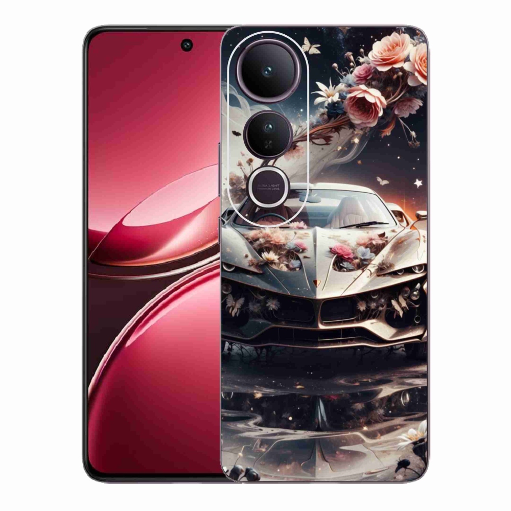 Gél borítás mmCase a Vivo V50 Lite 4G/5G számára - virágos sportkocsi