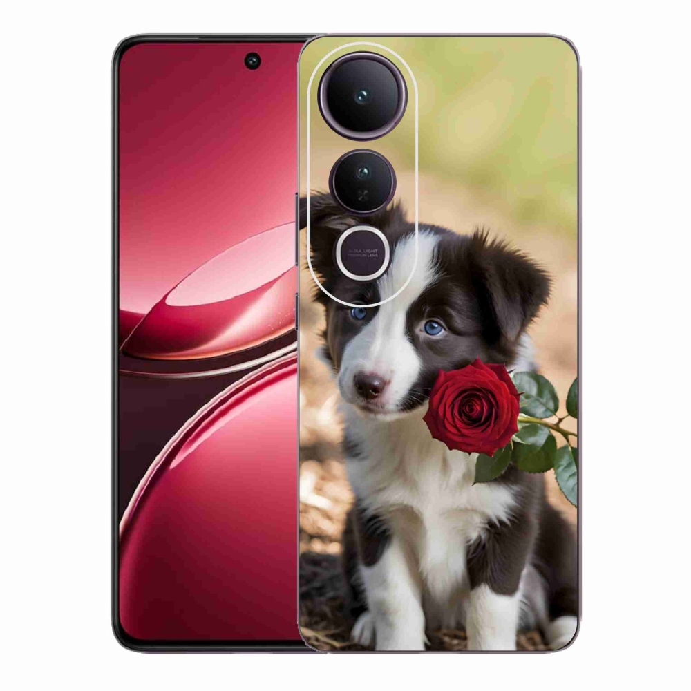 mmCase gél tok a Vivo V50 Lite 4G/5G-hez – aranyos border collie rózsával