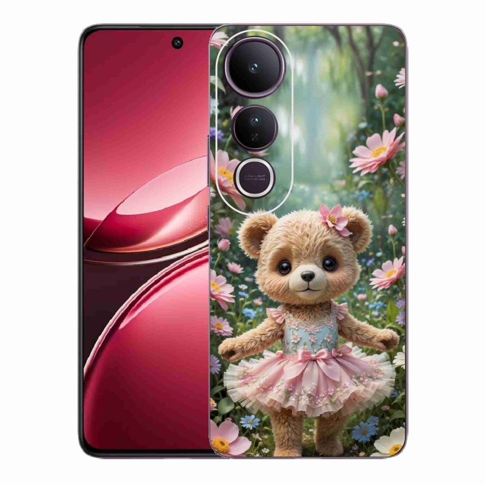 mmCase géltok a Vivo V50 Lite 4G/5G-hez – aranyos mackó virágok között