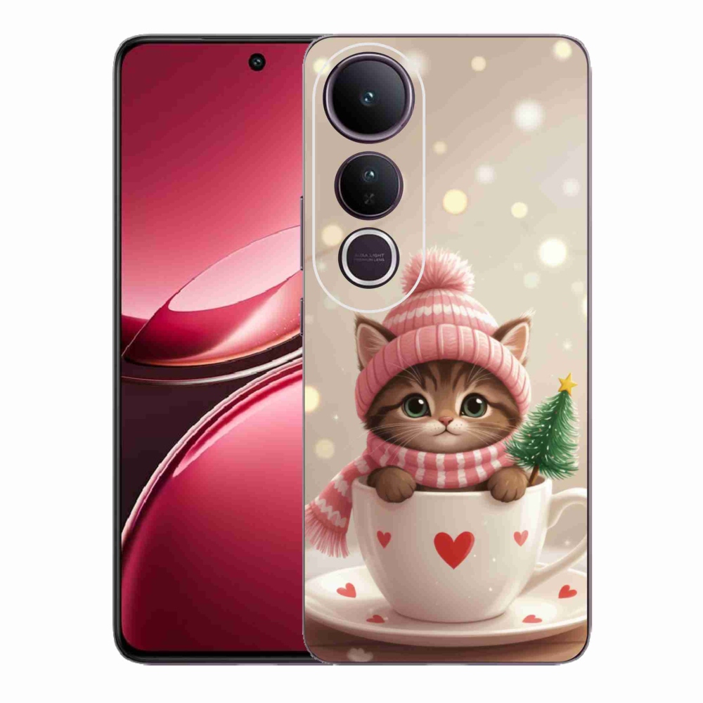 mmCase gél tok a Vivo V50 Lite 4G/5G-hez – karácsonyi cica csészében