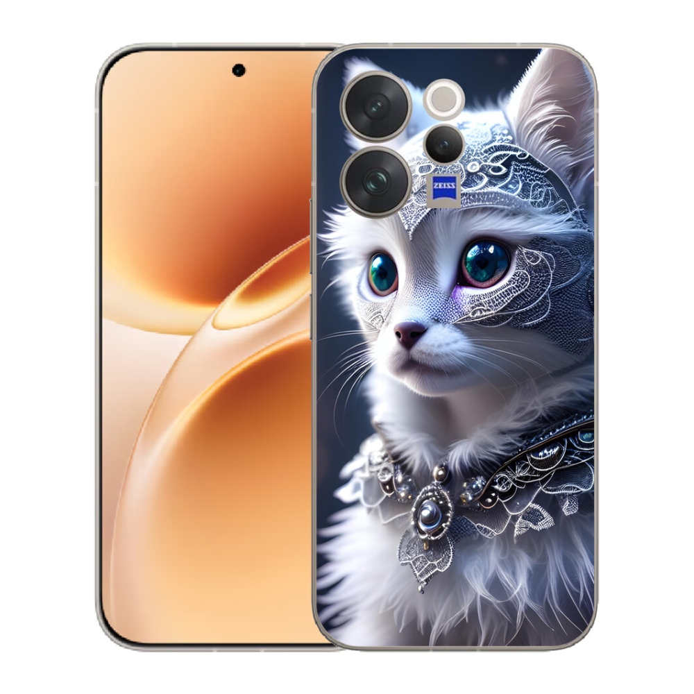 mmCase gél tok a Vivo V70-hez – fehér macska