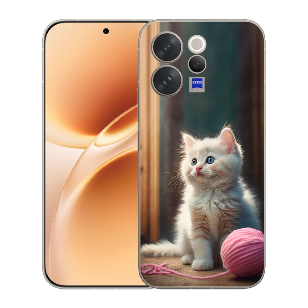 mmCase géltok a Vivo V70-hez – fehér cica 2