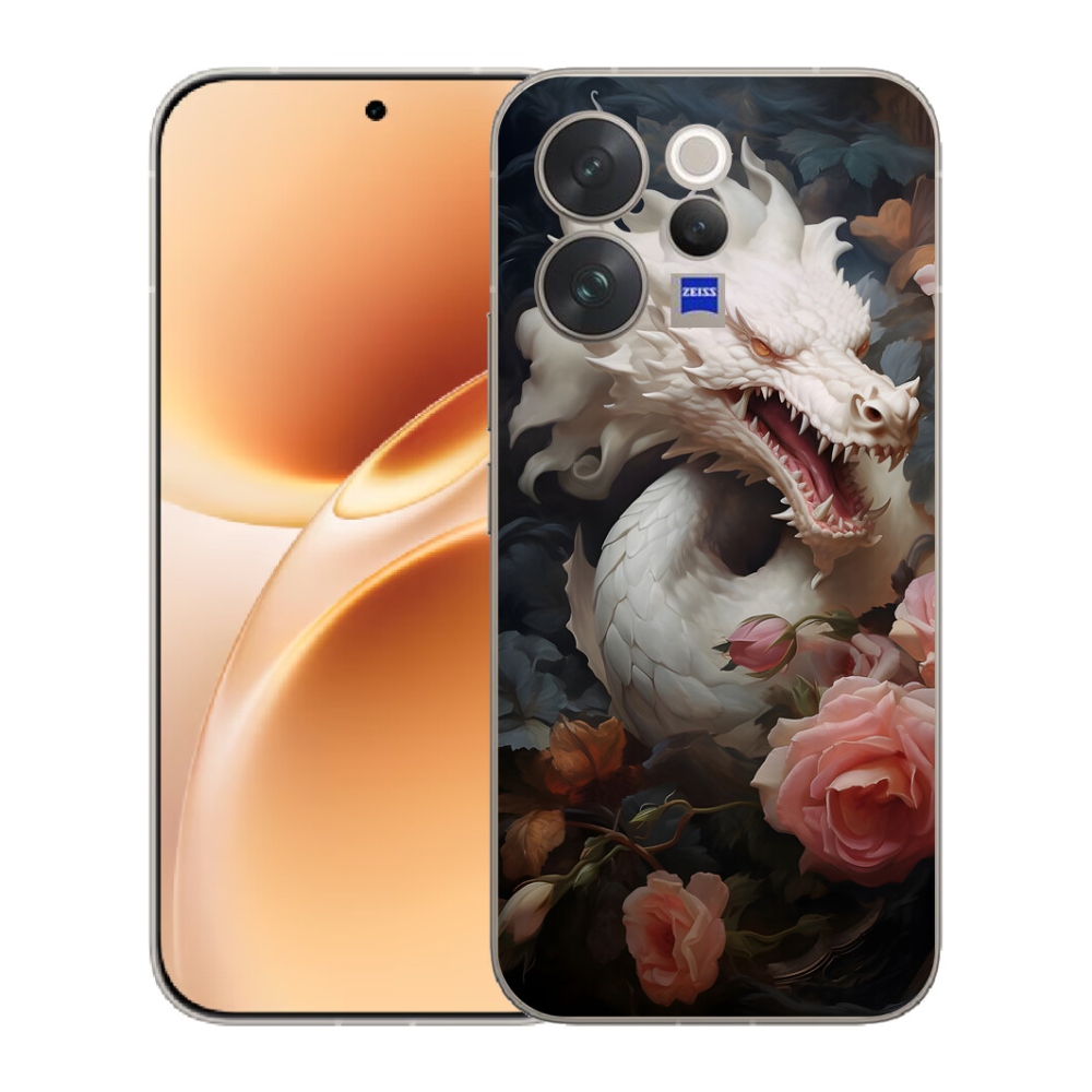 mmCase géltok a Vivo V70-hez – fehér sárkány