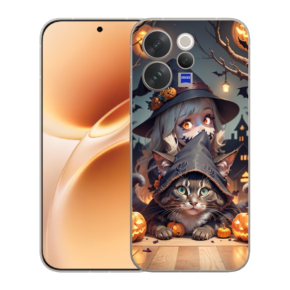 mmCase gél tok a Vivo V70-hez – boszorkány macskával