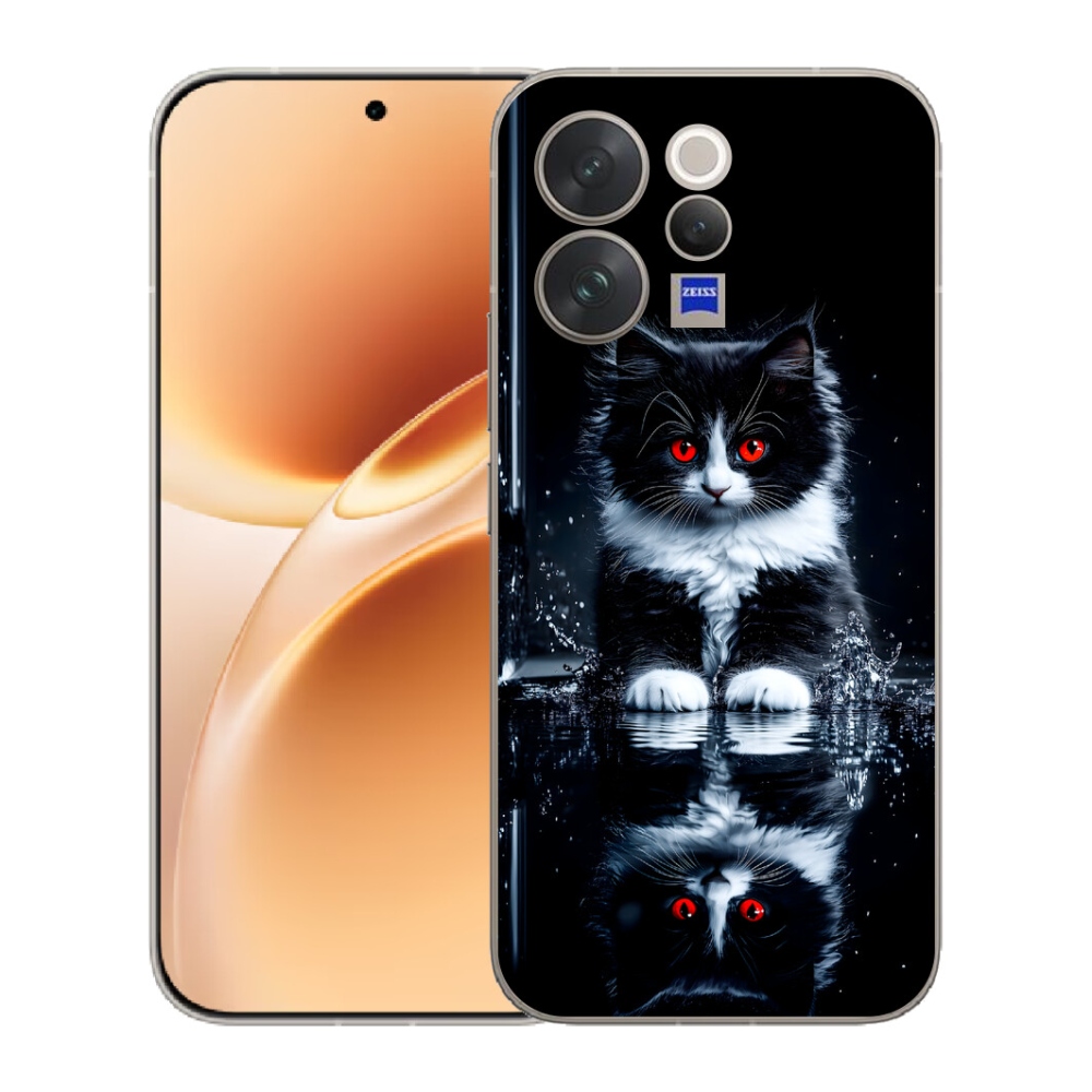 mmCase gél tok a Vivo V70-hez – fekete-fehér cica