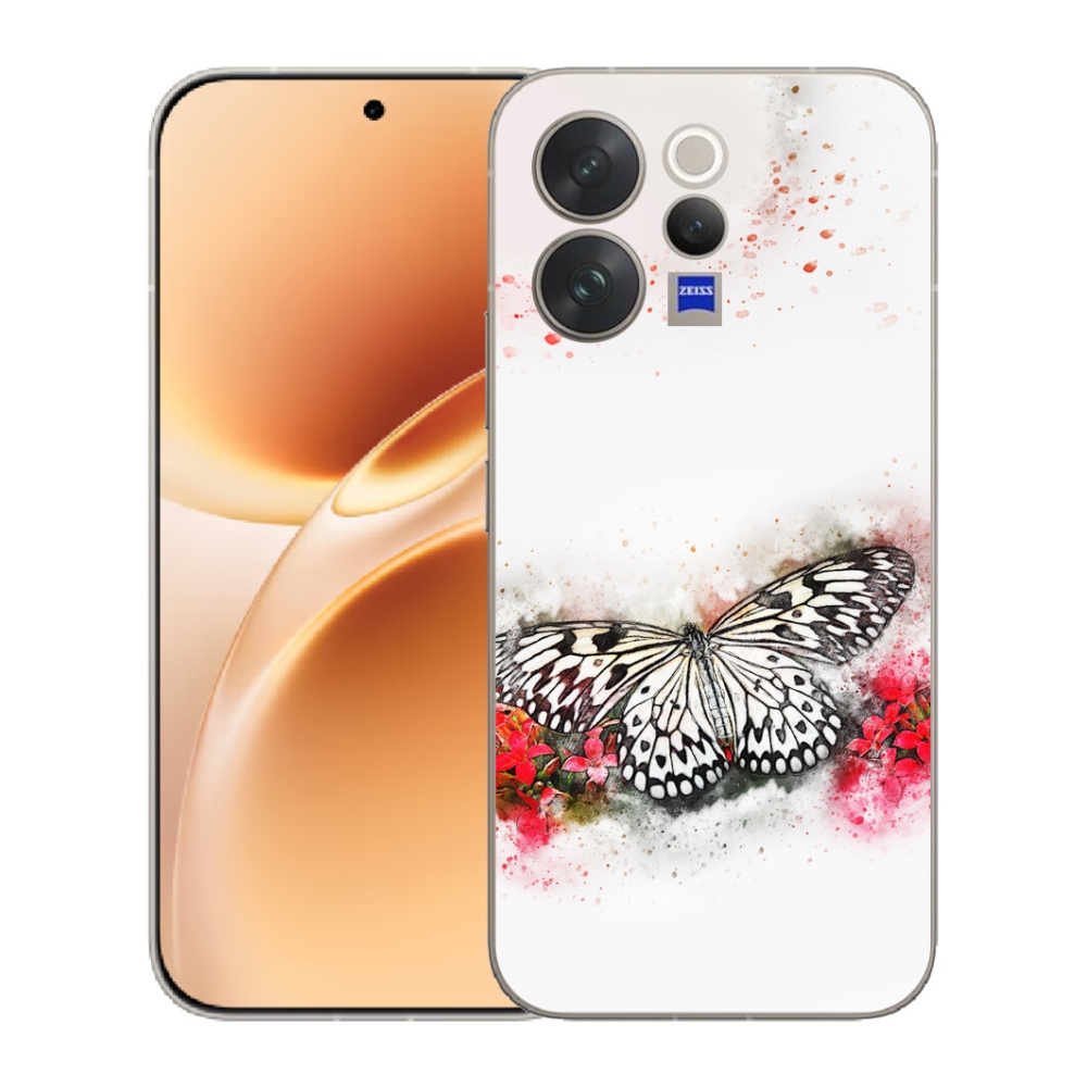 mmCase géltok a Vivo V70-hez – fekete-fehér pillangó