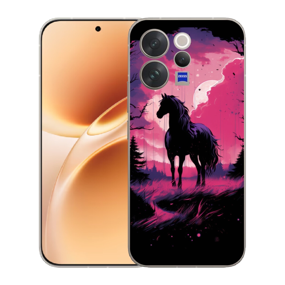 mmCase géltok a Vivo V70-hez – fekete rajzolt ló 1
