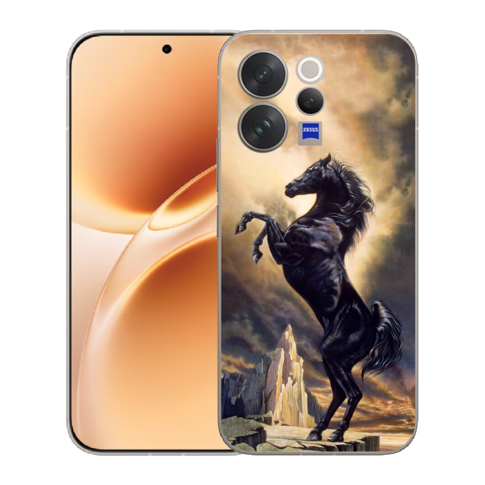 mmCase géltok a Vivo V70-hez – fekete rajzolt ló