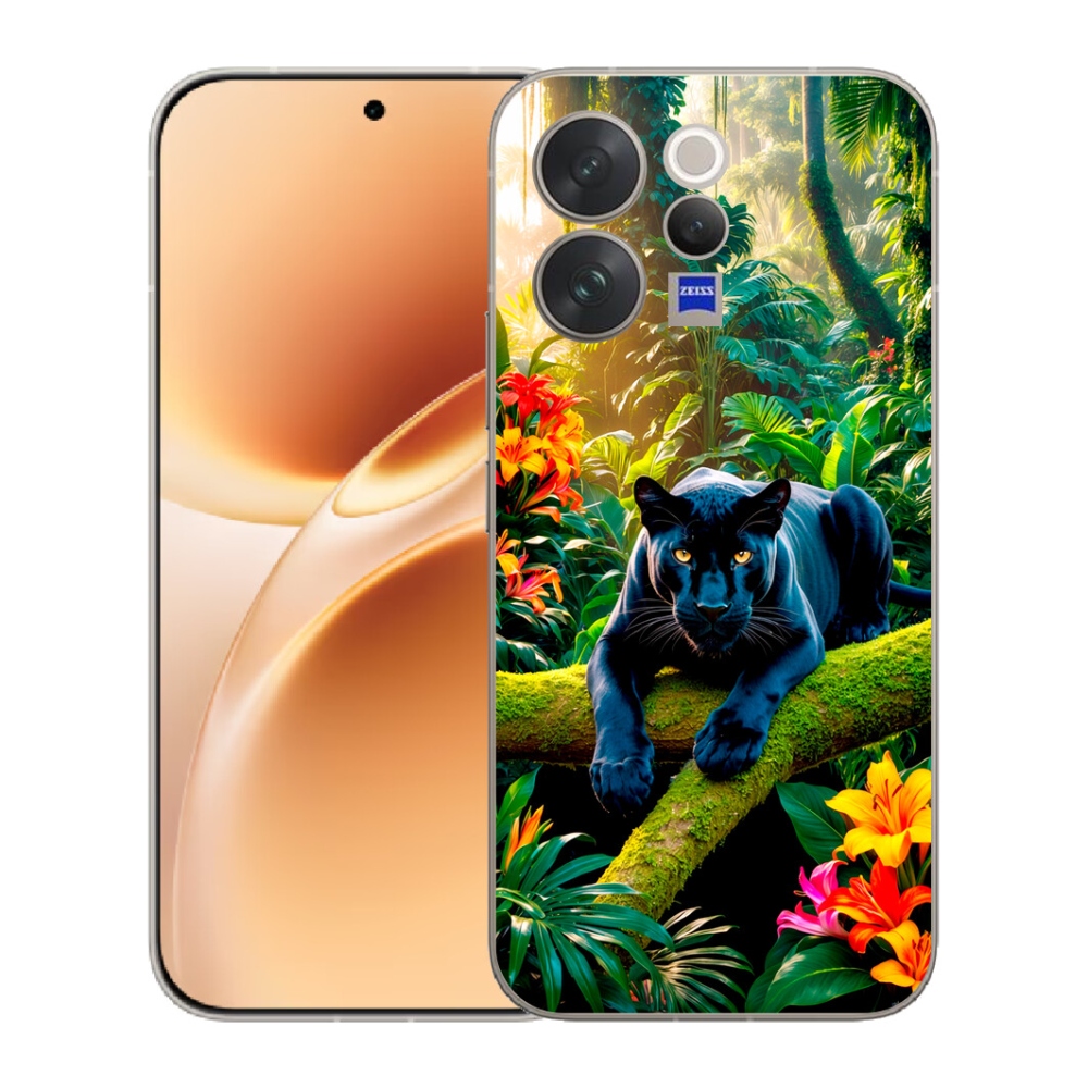mmCase géltok a Vivo V70-hez – fekete párduc a dzsungelben