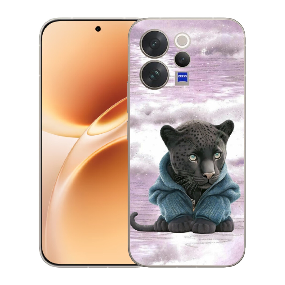 mmCase géltok a Vivo V70-hez – fekete párduc pulóverben