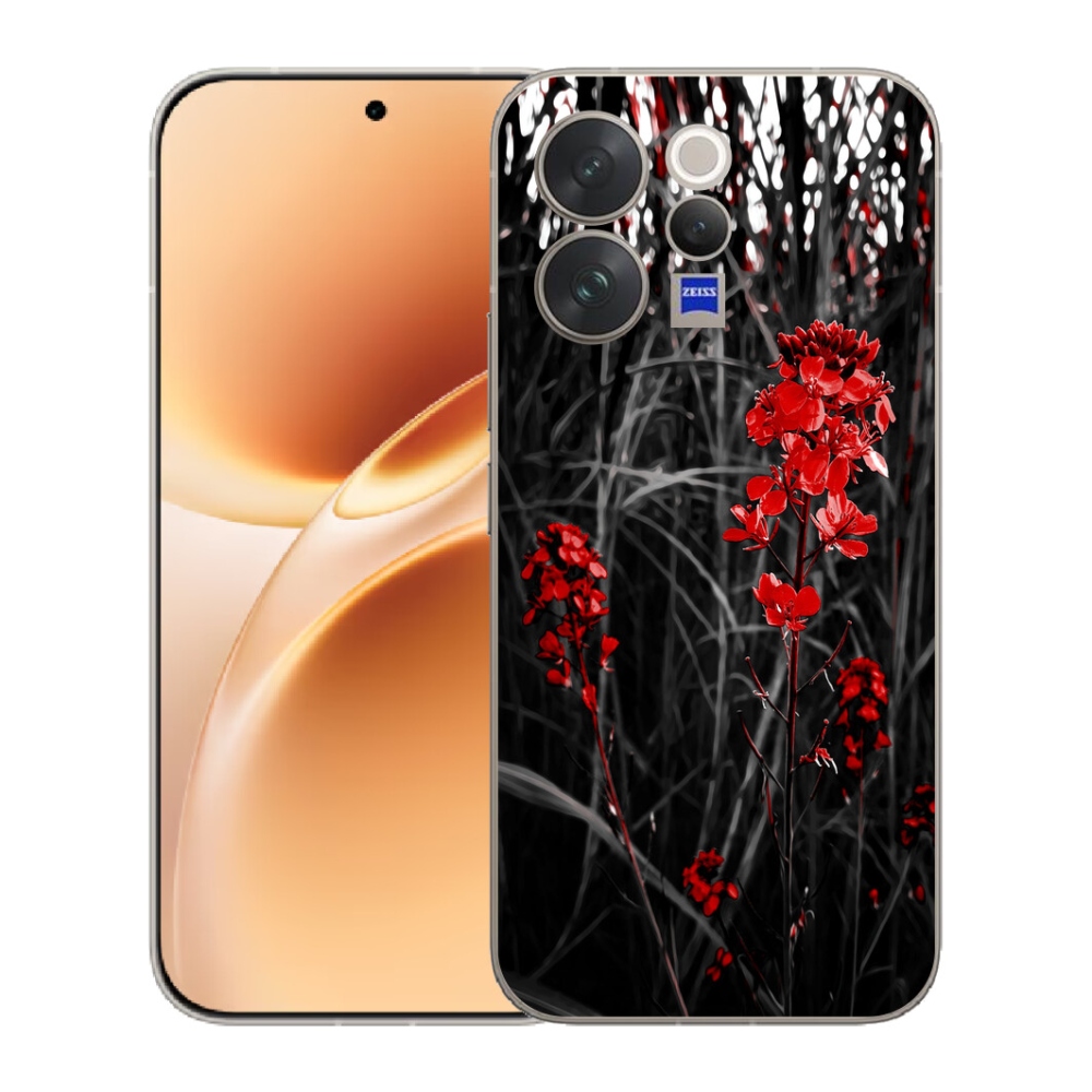 mmCase gélhuzat a Vivo V70-hez – piros növényminta