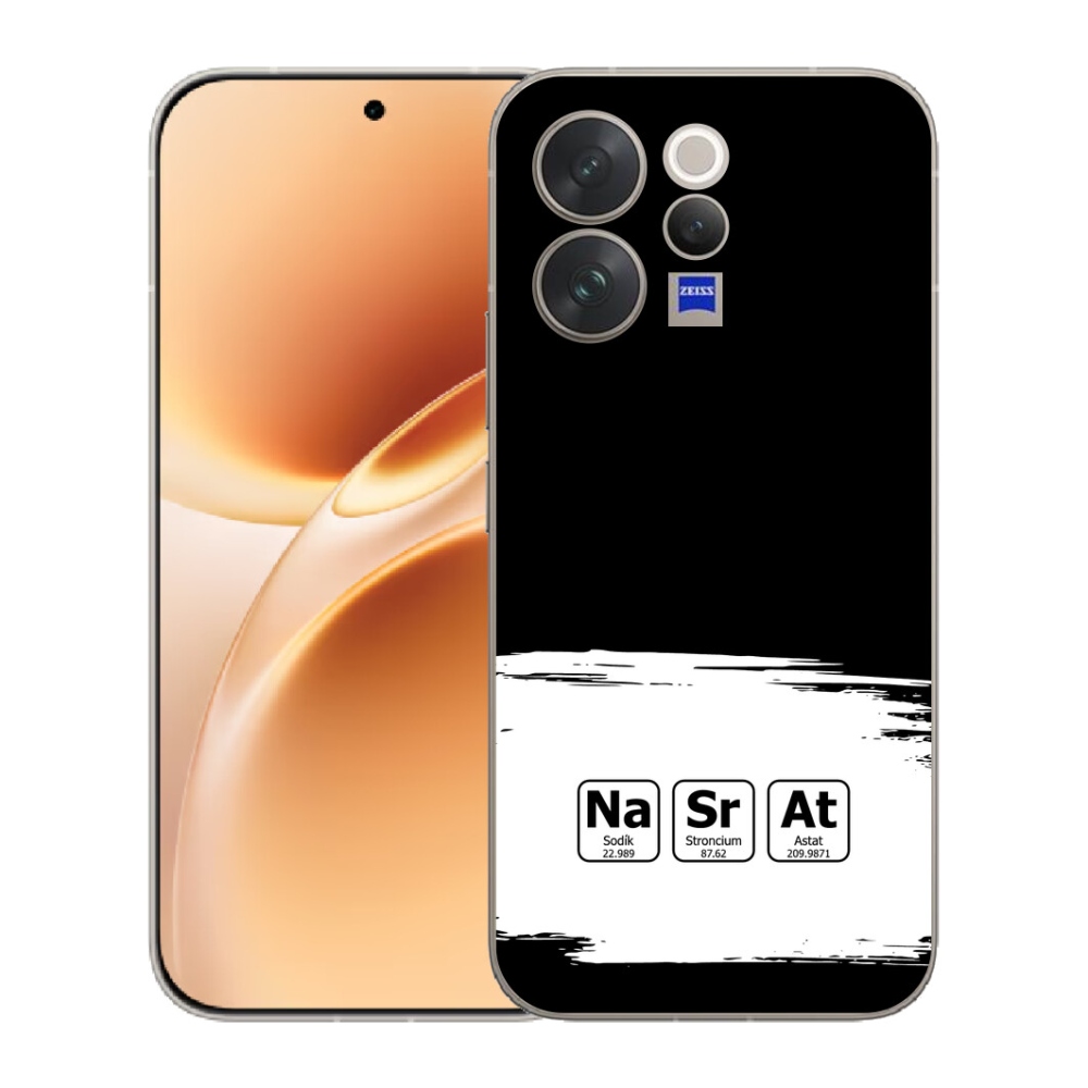 mmCase géltok a Vivo V70-hez – kémiai elemek fehér-fekete háttérrel