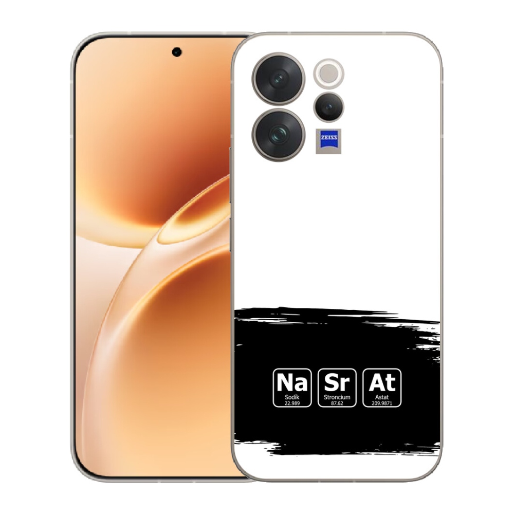 mmCase géltok a Vivo V70-hez – kémiai elemek fekete-fehér háttérrel