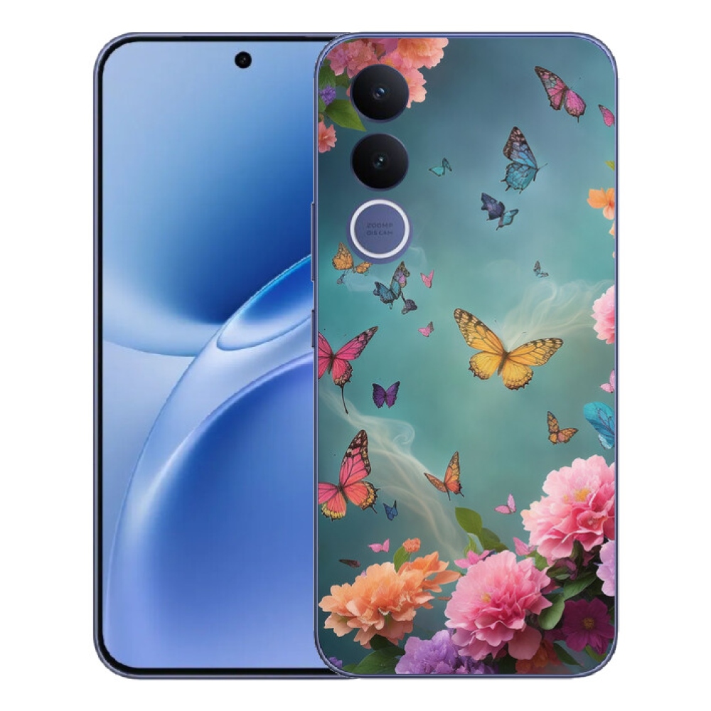 mmCase gél tok a Vivo V70 FE-hez – színes virágok és pillangók