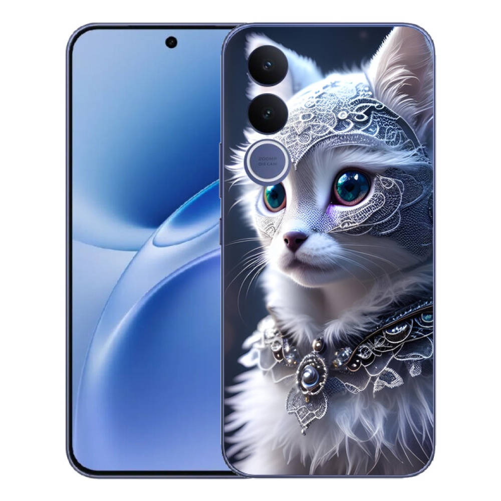 mmCase gél tok a Vivo V70 FE-hez – fehér macska