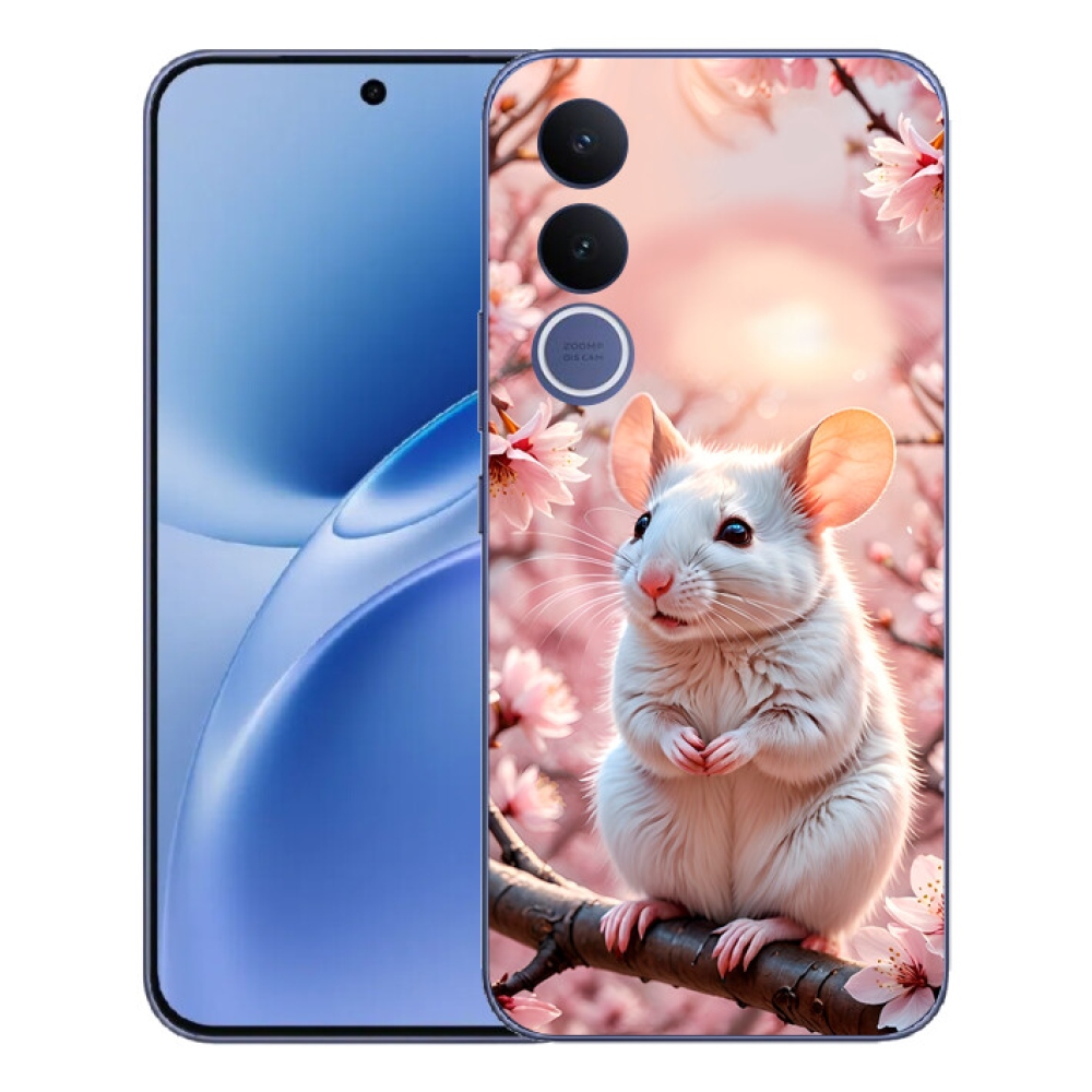 mmCase gél tok a Vivo V70 FE-hez – fehér egér egy ágon