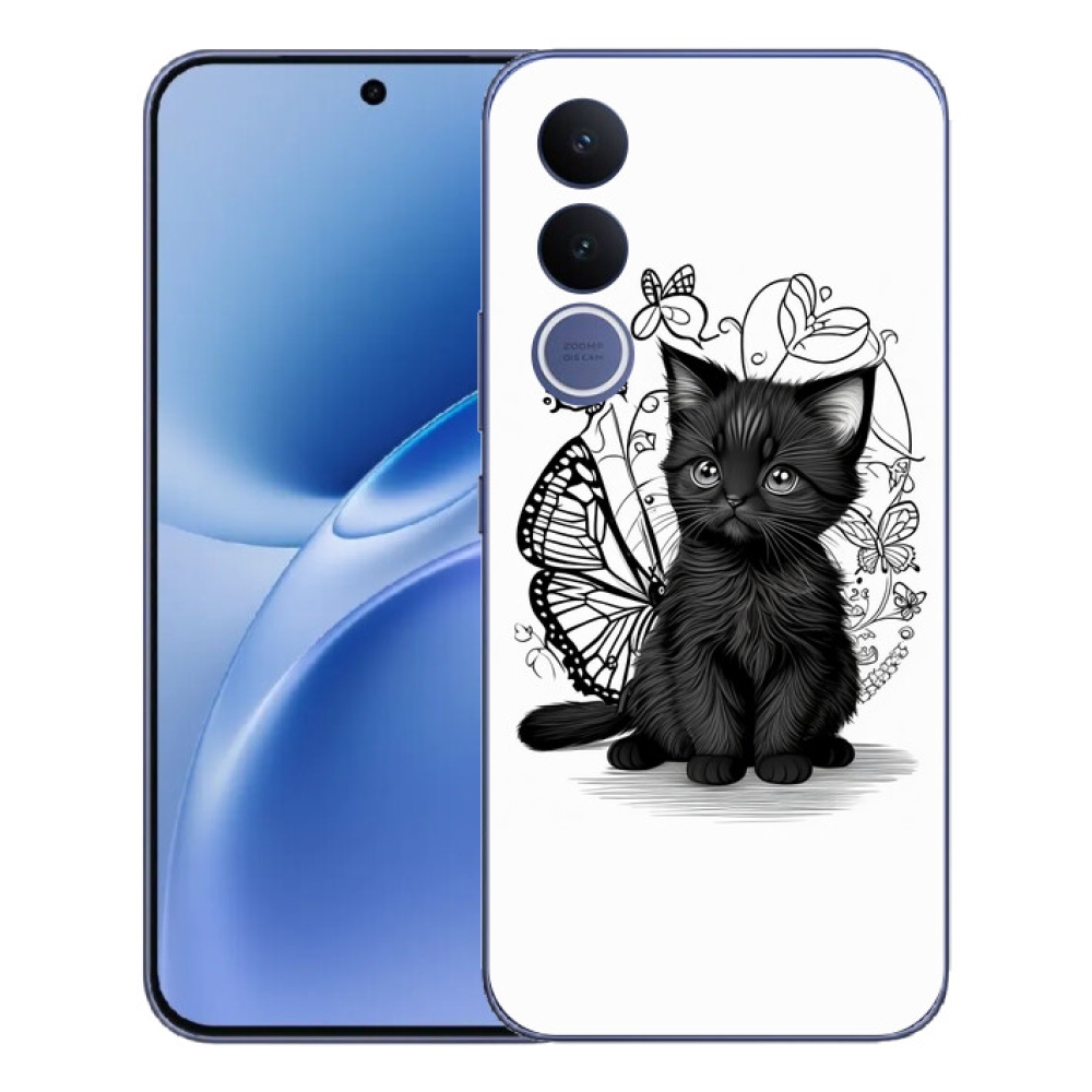 mmCase gél tok a Vivo V70 FE-hez – fekete cica