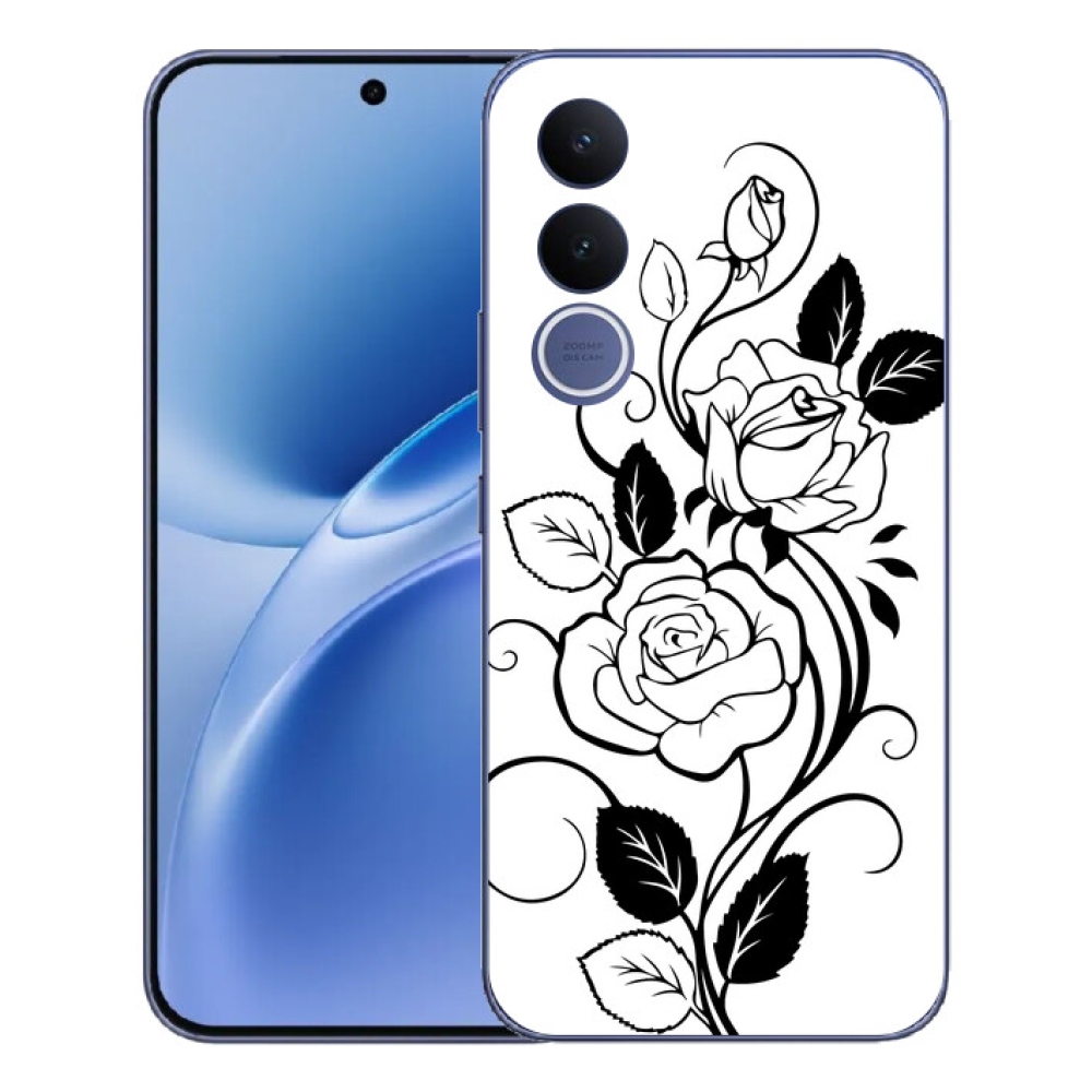 mmCase géltok a Vivo V70 FE-hez – fekete-fehér rózsa