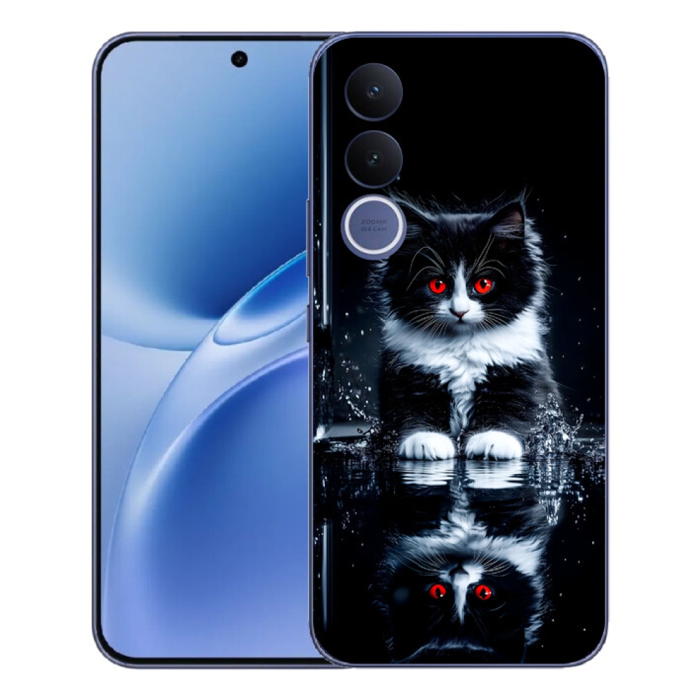mmCase gél tok a Vivo V70 FE-hez – fekete-fehér cica