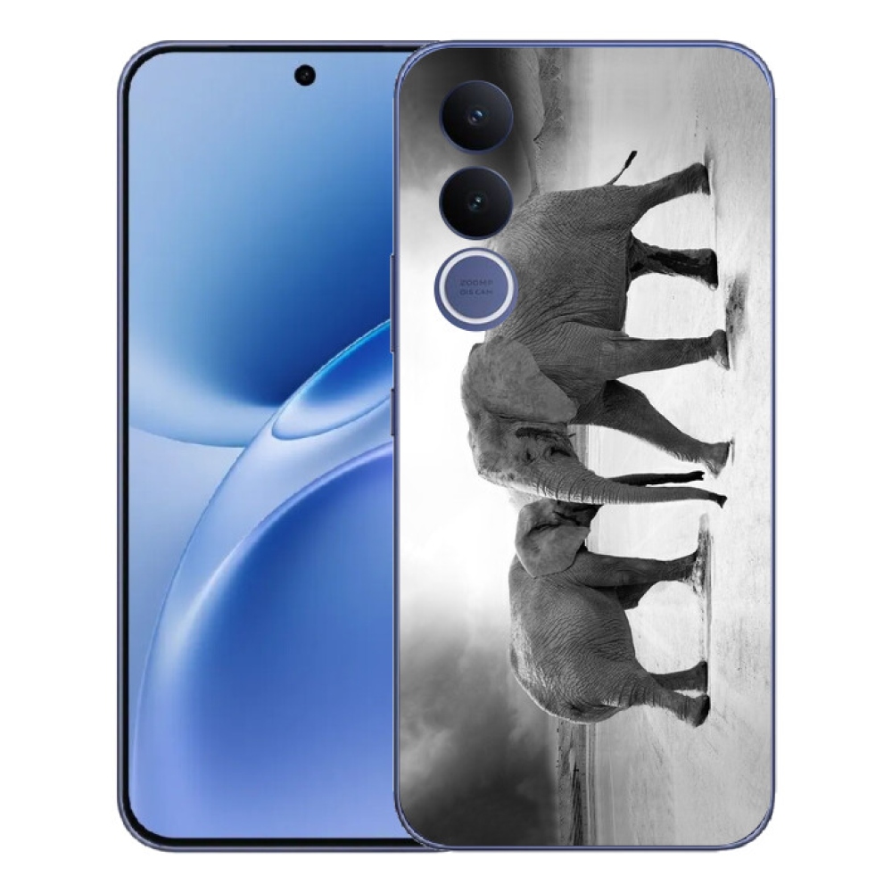 mmCase géltok a Vivo V70 FE-hez – fekete-fehér elefántok