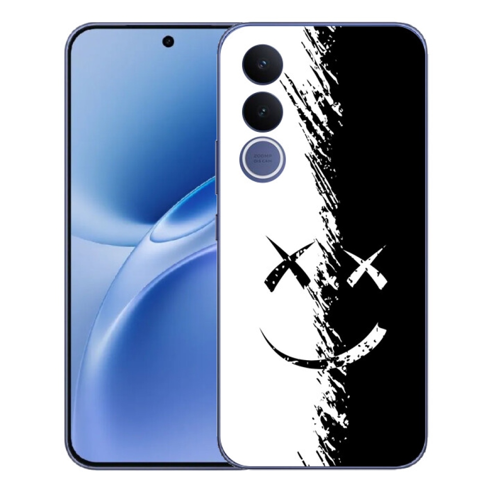 mmCase gél tok a Vivo V70 FE-hez – fekete-fehér mosolygós arc