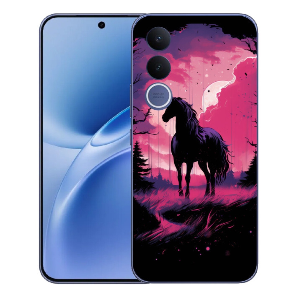 mmCase gél tok a Vivo V70 FE-hez – fekete rajzolt ló 1