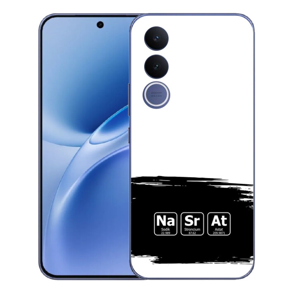 mmCase géltok a Vivo V70 FE-hez – kémiai elemek fekete-fehér háttérrel