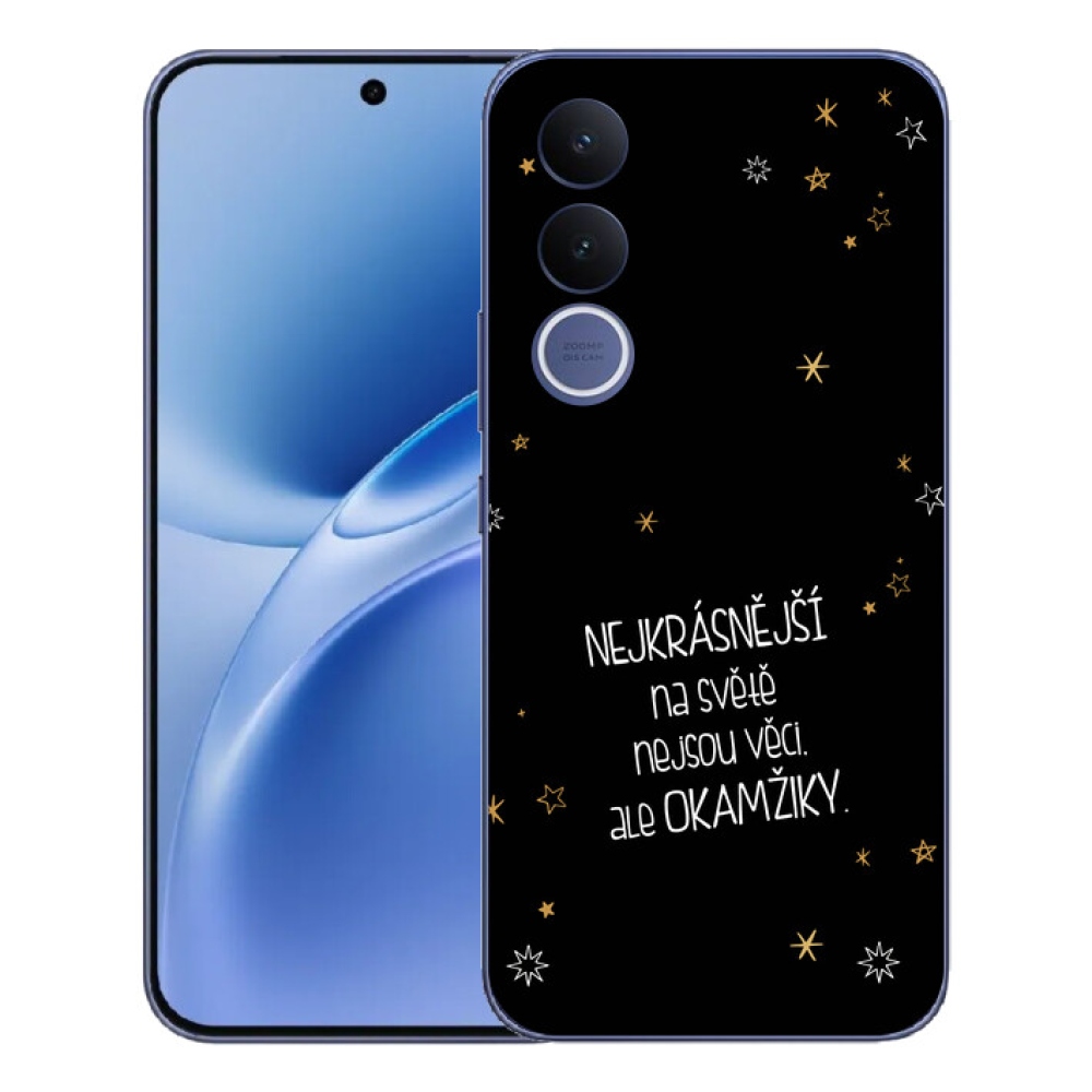 mmCase gél tok a Vivo V70 FE-hez – idézet 4, fekete háttérrel