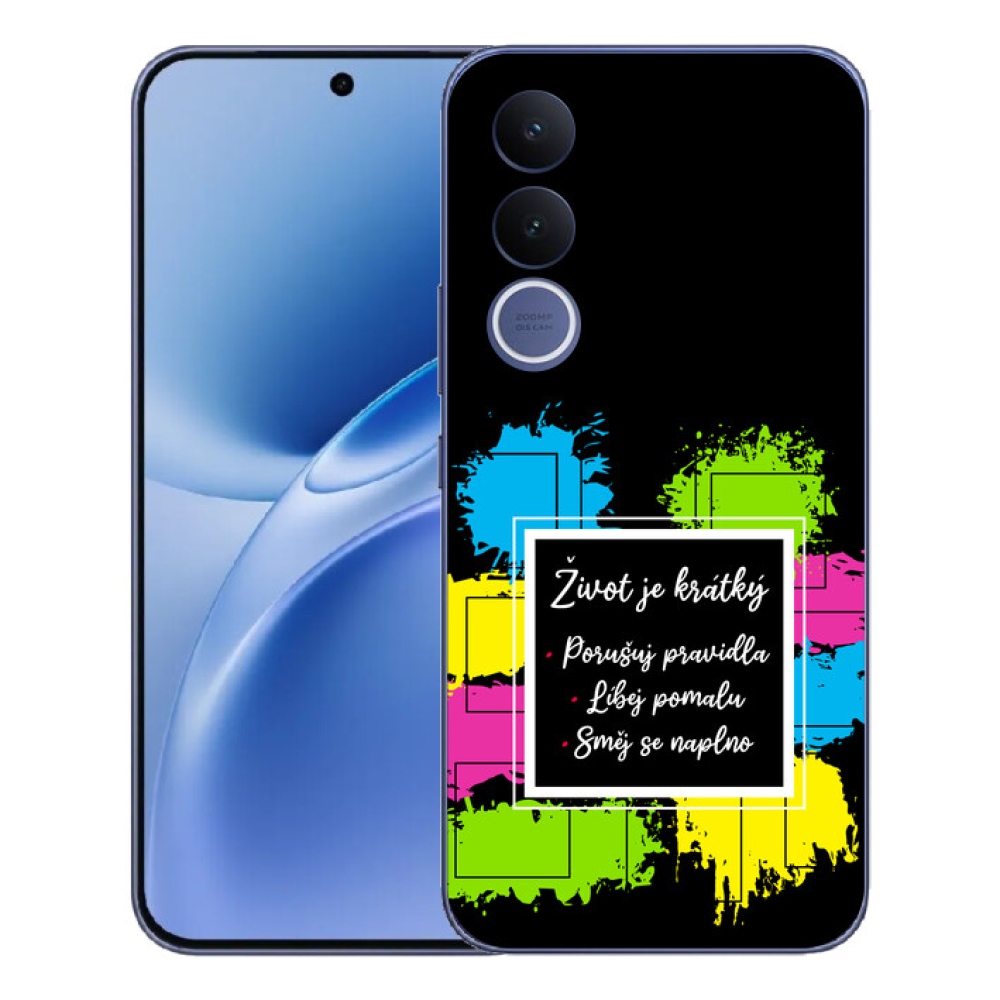 mmCase gél tok a Vivo V70 FE-hez – idézet 5, fekete háttérrel