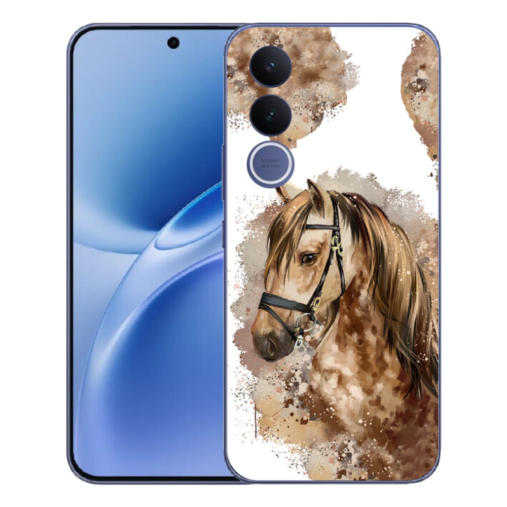 mmCase gél tok a Vivo V70 FE-hez – barna rajzolt ló