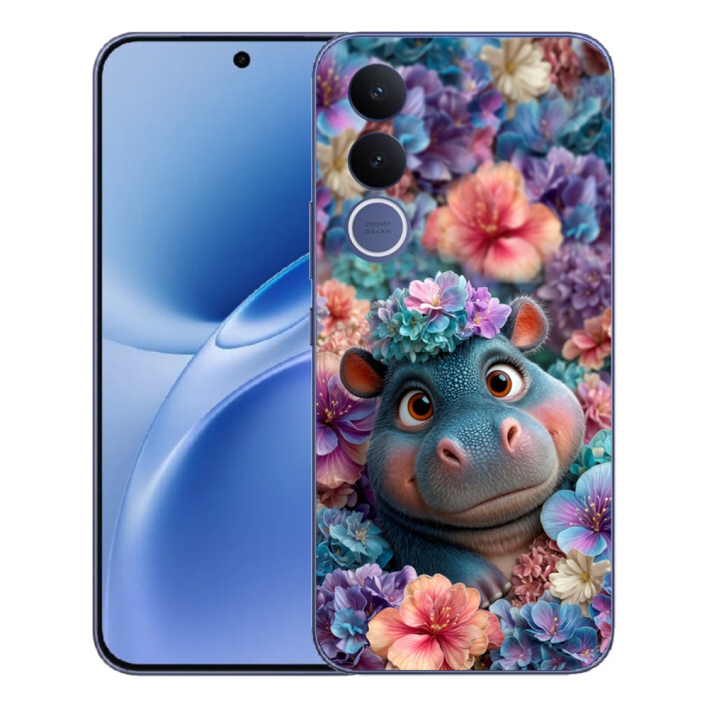 mmCase géltok a Vivo V70 FE-hez – virágokkal díszített kis víziló