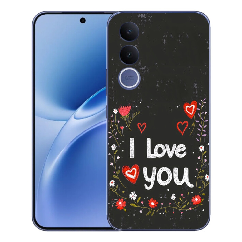 mmCase gél tok a Vivo V70 FE-hez – „I love you” fekete háttérrel