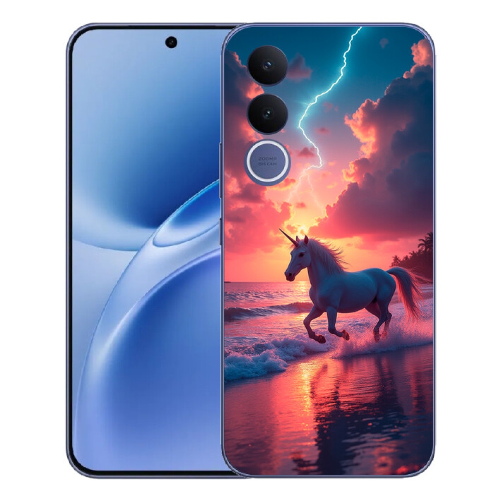 mmCase gél tok a Vivo V70 FE-hez – egyszarvú a tengerparton